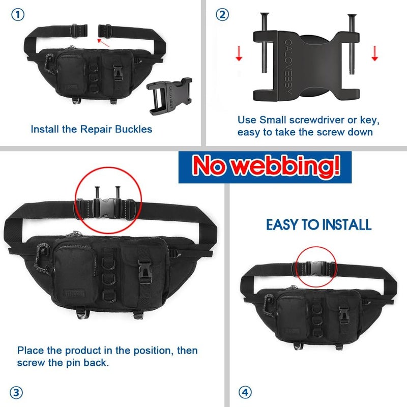 Deluxsa 1" Buckle Quick Side Release Buckle,Adjustable No Sewing Clip,Plastic Replacement for Nylon Webbing Straps,Backpack Pack Belt - Image 4